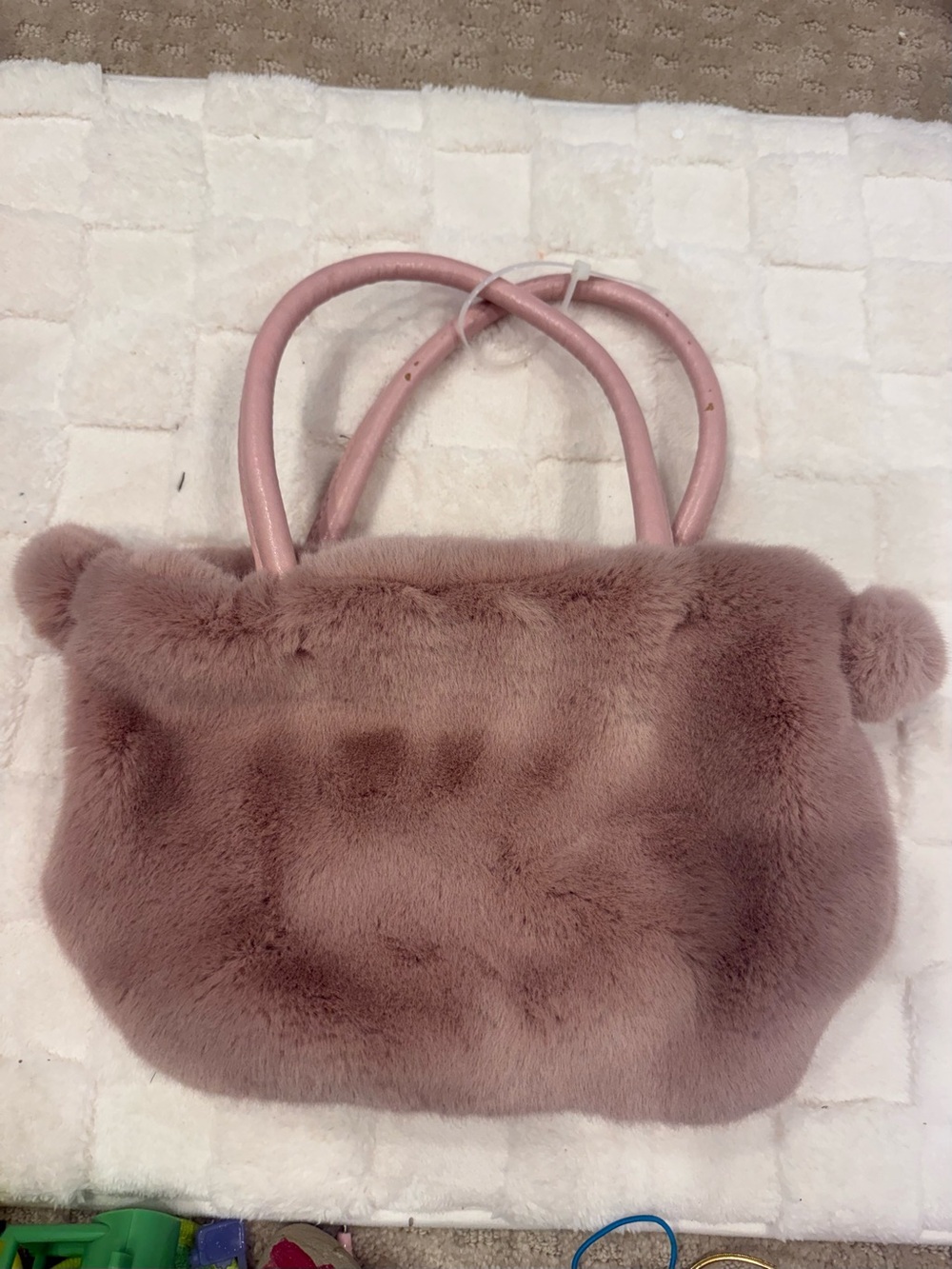Plush Faux Fur purse tote  in Dusty Rose